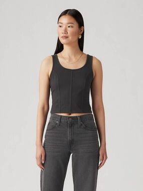 Levi's Mars Corset Black Tank Top Cropped Fitted Bustier Y2K Minimalist XL